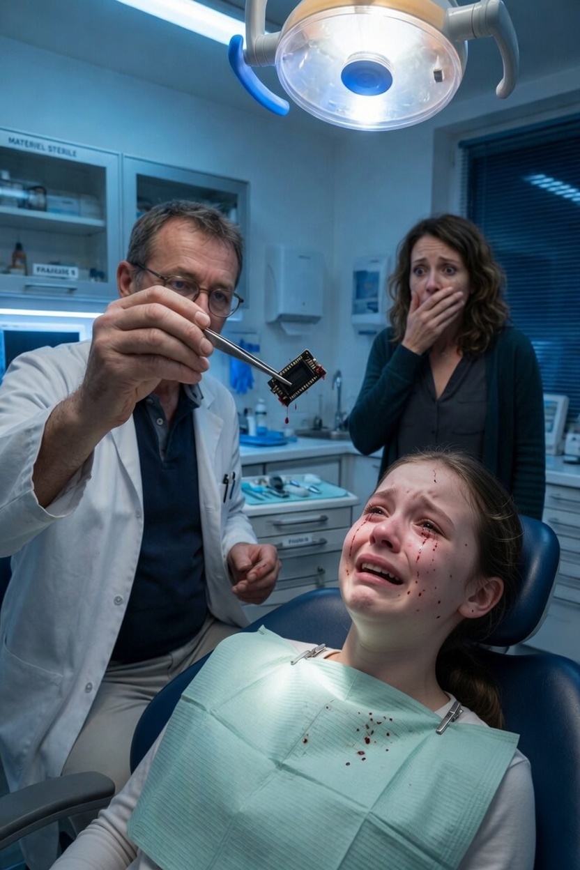 Ma fille de 12 ans pleurait de douleur à la mâchoire, mais mon ex disait que c’était juste des dents de lait. Quand il est parti, je l’ai emmenée chez le dentiste. Il a éteint la lampe et verrouillé la porte. Mes mains tremblaient en appelant la police.