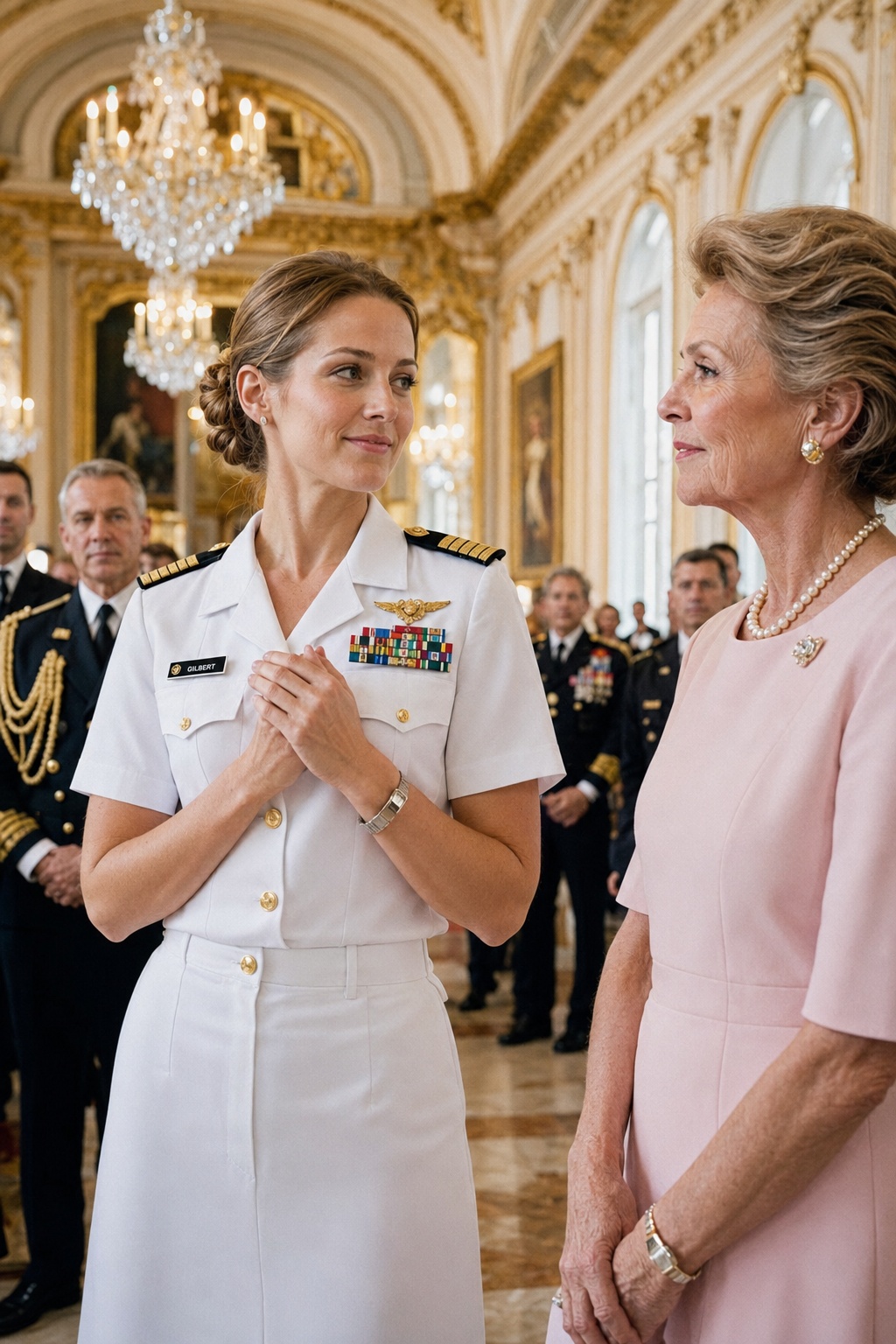 J’ai montré à la reine la bague de mon père, un Navy SEAL… Elle s’est figée : « Qui t’a donné cela ? » La reine d’Angleterre fixait la bague à mon doigt, comme si elle venait de voir un fantôme sortir de terre. La salle de bal du palais de Buckingham était devenue si silencieuse que j’entendais le léger tintement de l’argent contre le cristal quelque part derrière moi. Des officiers en tenue de cérémonie, des diplomates aux sourires policés, des femmes en robes du soir aux couleurs de vieilles roses et de champagne.