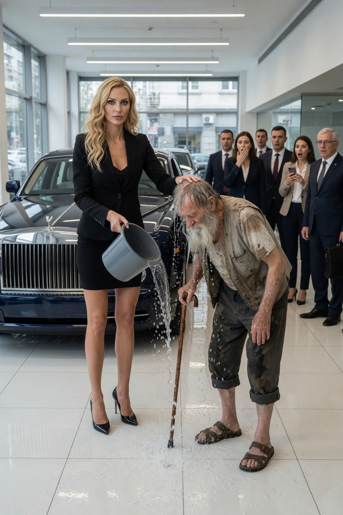 Bacio je vodu na prosjaka… Sledećeg dana kupio je auto-kuću! Tačno u 10:45 pre podne, stariji muškarac polako je prišao najluksuznijoj auto-kući u gradu, Prestige Auto Gallery. Nosio je jednostavnu belu košulju na dugmad i stare kaki pantalone, sa izbledelom platnenom torbom preko ramena, a lice mu je odražavalo čudan mir. Iza staklenih zidova izložbenog salona stajali su sjajni novi automobili: BMW, Porsche, Mercedes – svi po ceni od stotina hiljada dolara. Kada je ušao, obezbeđenje mu je preprečilo put. “Hej, gospodine, kako ste ušli ovde? Izlazite na parking. Samo mušterije smeju unutra.” Starac se ljubazno nasmešio i rekao: “Sine, ja sam mušterija. Treba da popričam sa menadžerom na trenutak. Voleo bih da vidim jedan auto.” Obezbeđenje se nasmejalo i okrenulo drugom čuvaru koji je stajao u blizini. “Jesi li čuo ovo? Kaže da je došao da kupi auto. Kakav?” “Bicikl.” Obojica su prasnula u smeh.
