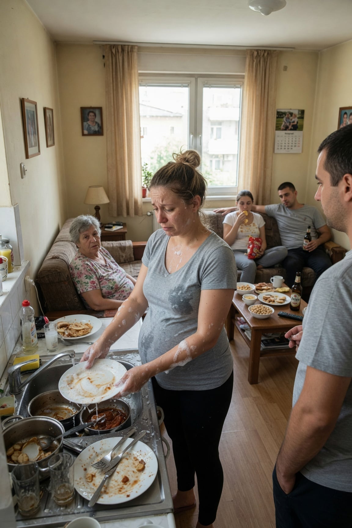 U 22 ČASA, ZATEKAO SAM SVOJU SUPRUGU U OSAMOM MESECU TRUDNOĆE KAKO PERE SUDOVE ZA CELU MOJU PORODICU… I TO JE BIO TRENUTAK KADA SAM SHVATIO DA NAJGORI ČOVEK U TOJ KUĆI NIJE MOJ ŠURJAK, MOJE SESTRE, PA ČAK NI MOJA MAJKA. BIO SAM TO JA.