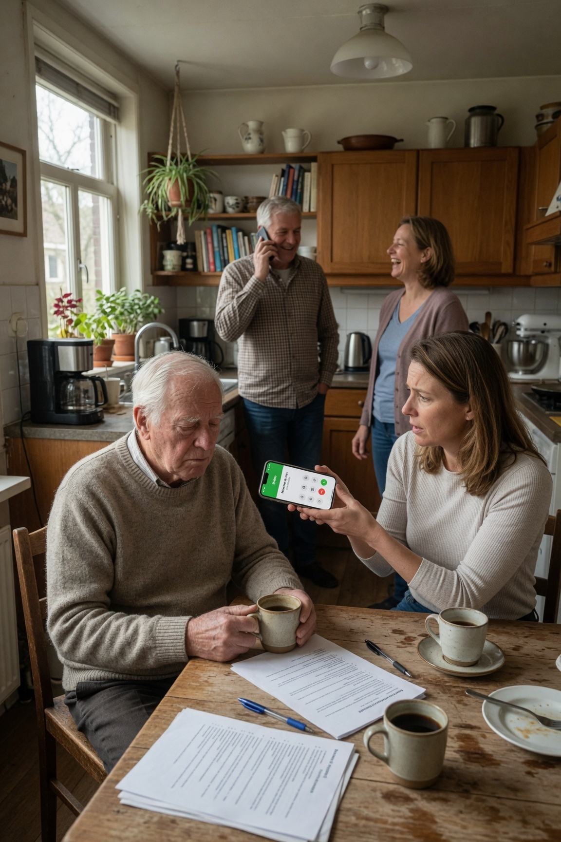 Mijn telefoon lichtte op om 6:00 uur ’s ochtends. “Opa is vannacht overleden,” zei mijn vader, vlak en ongeduldig. “Hartaanval. We hebben de code van de kluis nodig voordat de bank alles blokkeert.” Op de achtergrond hoorde ik mijn moeder lachen.