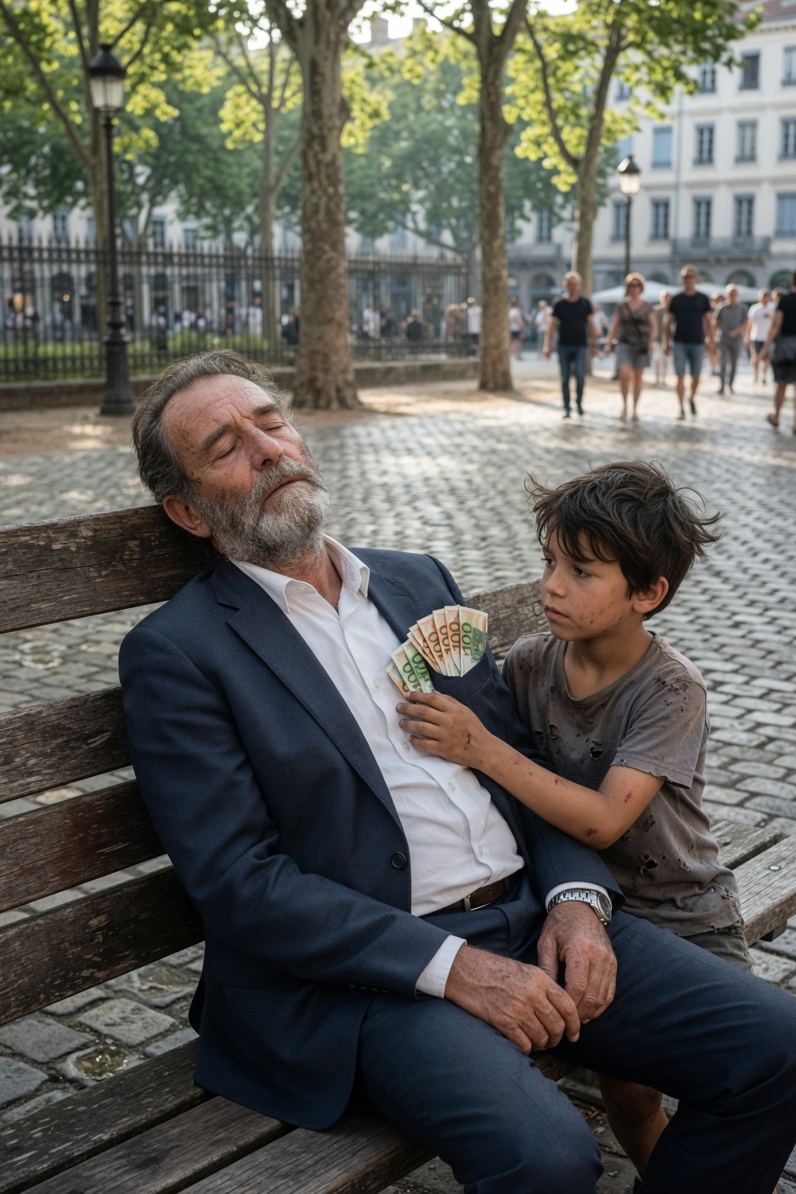 Il a fait semblant de dormir avec 20 000 pesos pour tendre un piège à un enfant des rues. Ce que le petit a fait a révélé le secret le plus pourri de sa propre famille.