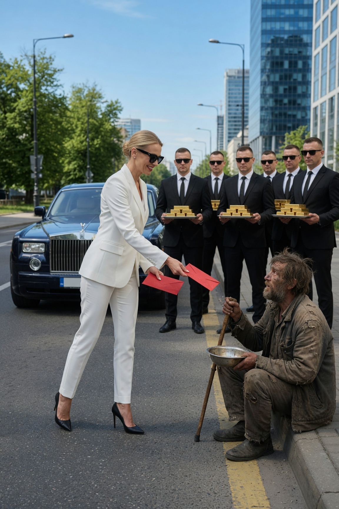Wynajęłam Żebraka, by Udawał Mojego Chłopaka… Ale na Ślubie Matki Okazało Się, że Jest Milionerem i Prezesem

Valeria Mendoza nigdy nie sądziła, że jej życie zmieni się, gdy zatrzyma się przed mężczyzną siedzącym na krawężniku zakurzonej ulicy na przedmieściach Puebla. Tamtego popołudnia słońce mocno prażyło stragany z jedzeniem, ciężarówki ryczały jak zmęczone zwierzęta, a ludzie przechodzili pośpiesznie, patrząc, a jednak nie patrząc, przyzwyczajeni do biedy tak, jak przyzwyczaja się do hałasu.

Mężczyzna miał na sobie starą koszulę, buty pokryte ziemią i potargane włosy. Brodę miał zapuszczoną, ale jego oczy nie wyglądały na oczy kogoś pokonanego. Były to oczy spokojne, głębokie, niemal kpiące, jakby obserwował świat z miejsca, którego nikt sobie nie wyobrażał.