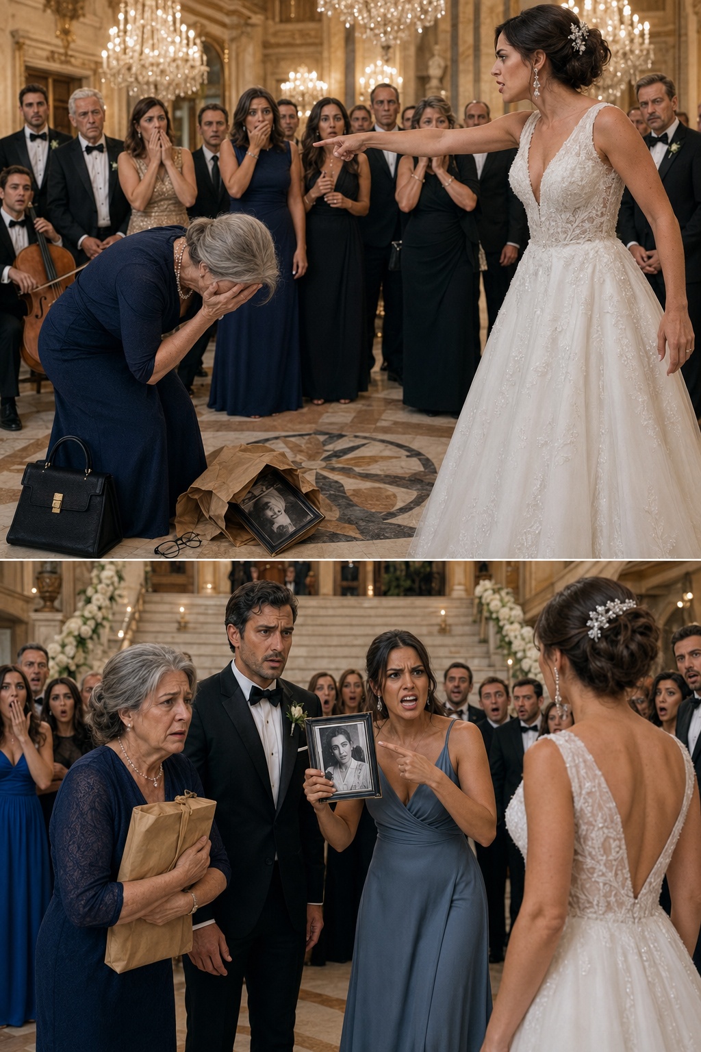 La sposa notò l’ex insegnante vicino al tavolo dell’accoglienza, derise il suo abbigliamento, la trattò come una nullità e la schiaffeggiò davanti a centinaia di invitati… senza sapere che quella “povera vecchia signora” aveva finanziato la prima impresa dello sposo, costruito il suo futuro e stava per rivelare una verità capace di annullare il matrimonio ancor prima che lei arrivasse all’altare.
