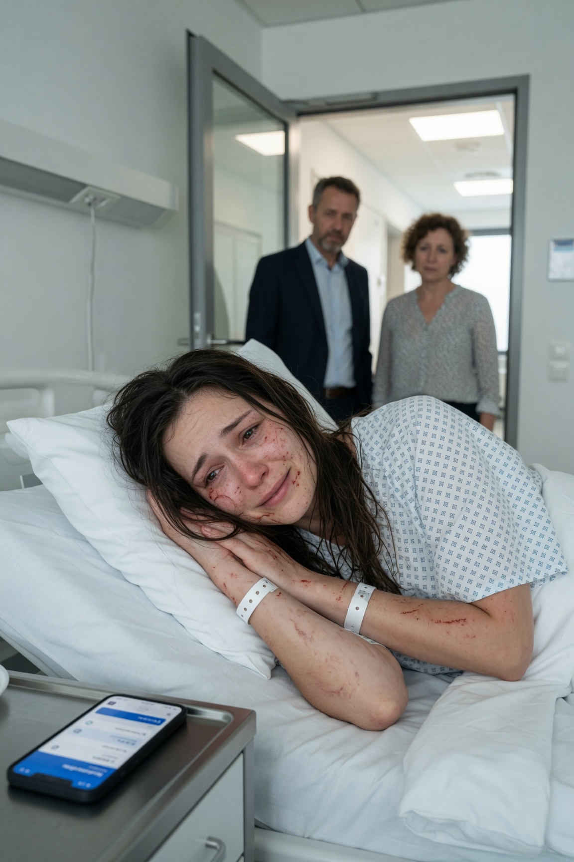 ICH BIN IM KRANKENHAUS AUFGEWACHT, OHNE MEIN KIND… DANN HÖRTE ICH MEINEN MANN FLÜSTERN: „WIR BRAUCHEN NUR IHREN FINGER.“ ALS ICH MEIN KONTO MIT 0 LEI SAH UND ER ARROGANT LÄCHELTE: „ICH HABE EIN LUXUSHÄUS GEKAUFT,“ HABE ICH NICHT GEWEINT… ICH HABE GELACHT.

Das Zimmer war schwach beleuchtet, diese Art von Krankenhausdunkelheit, die die Zeit verschwimmen lässt. Die Klimaanlage summte ununterbrochen. Irgendwo auf dem Flur hallten alle paar Minuten Schritte wie Metronome.

Ich schwebte zwischen Schlaf und Wachsein, als sich Stimmen meinem Bett näherten.

Mauricios Stimme. Leise. Aufmerksam.
Und die von Doña Elvira. Scharf. Schneidend.
