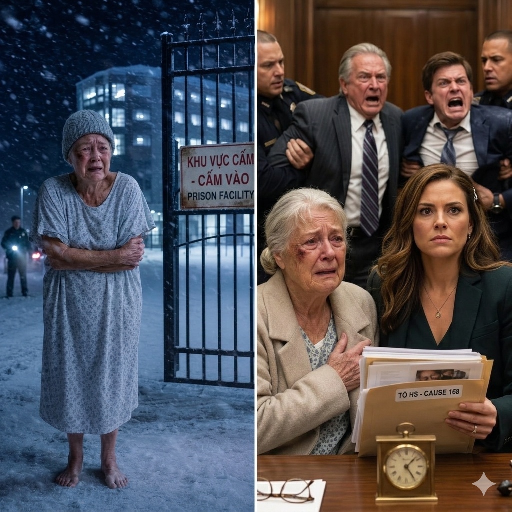 À 3 heures du matin, j’ai reçu un appel de ma mère — sa voix tremblait : « À l’aide… » J’ai parcouru 500 kilomètres sous une tempête de neige et je l’ai trouvée debout devant les grilles de l’hôpital, dans l’obscurité glaciale — pieds nus, couverte d’ecchymoses, abandonnée par son beau-père et son propre fils. Alors j’ai veillé à ce qu’ils souffrent dix fois cette douleur.