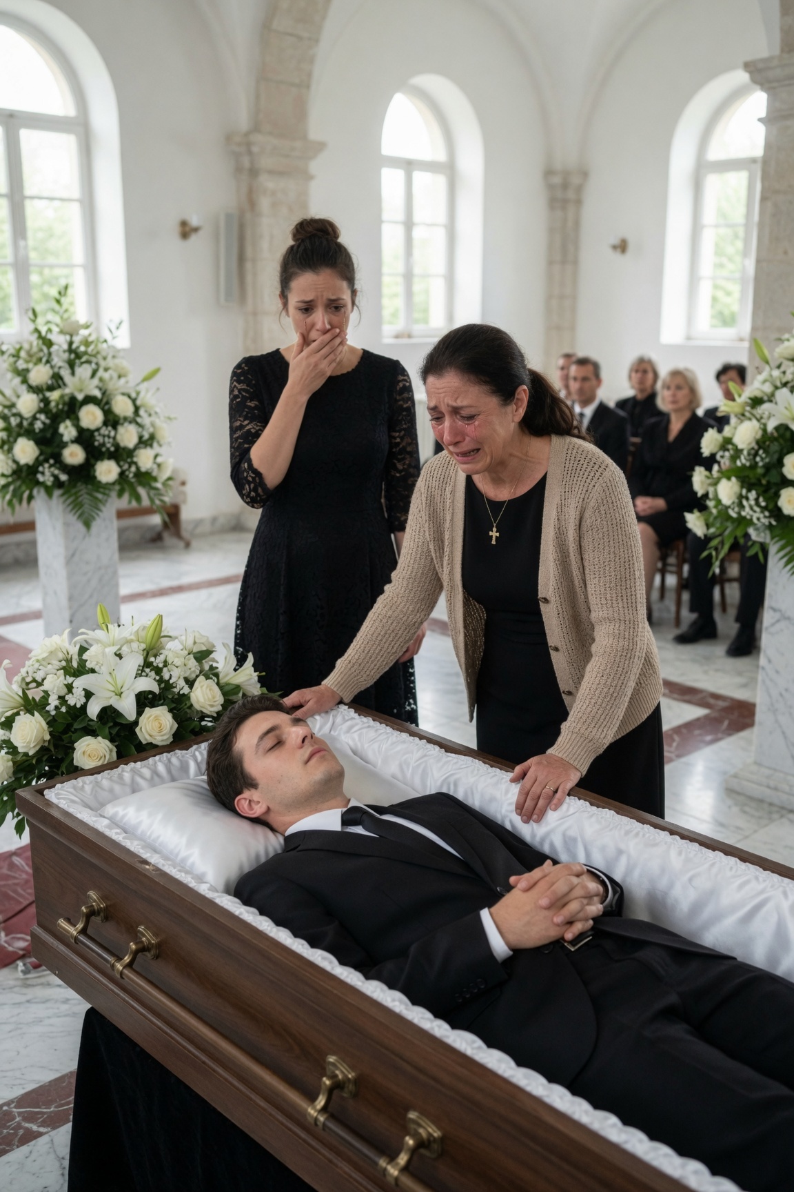 Sa mère arriva en retard à ses funérailles et exigea que le cercueil soit ouvert — puis la réaction de sa femme révéla tout.
