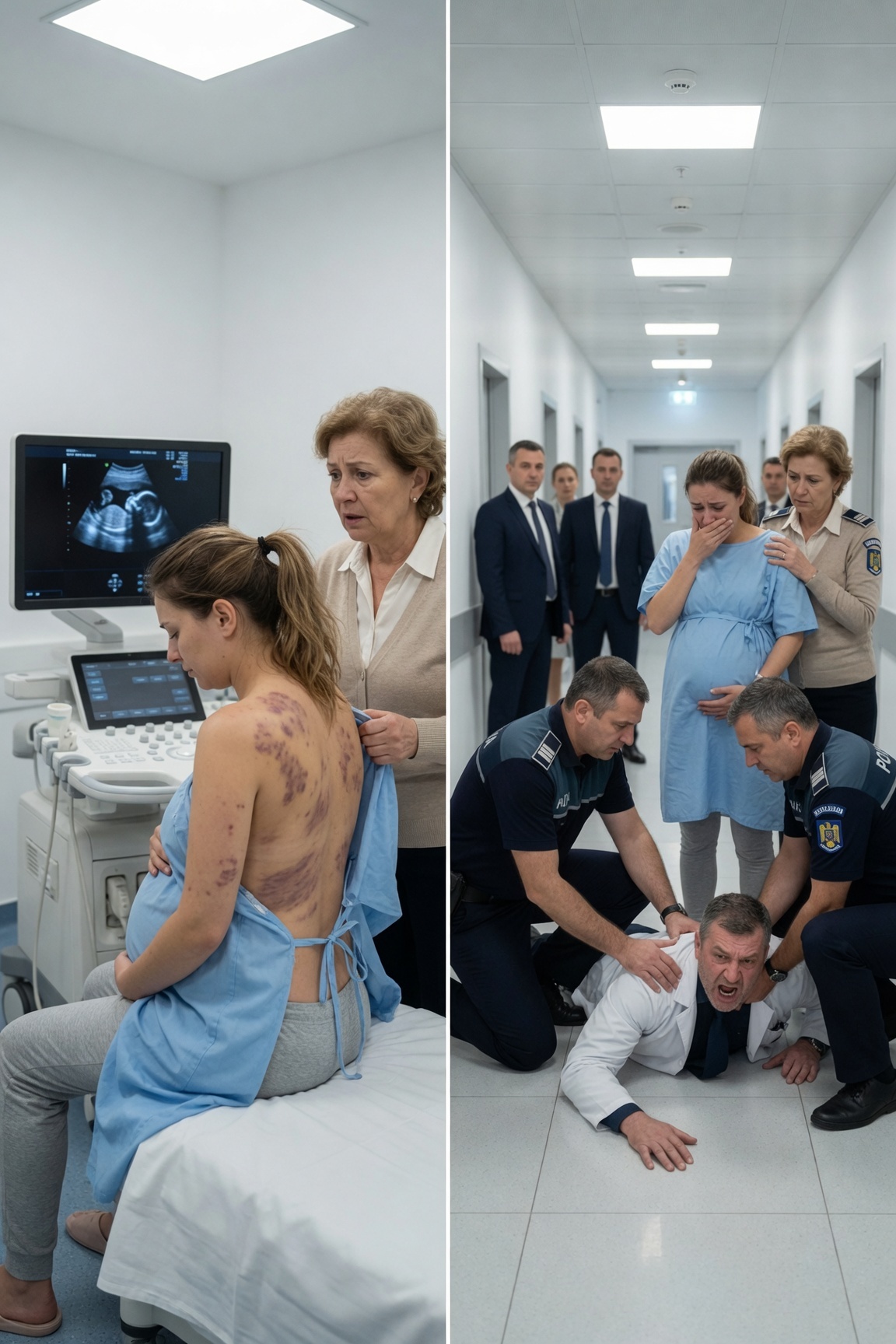 La clinica VIP, o ajutam pe fiica mea, însărcinată în nouă luni, să se dezbrace pentru ultima ecografie. Când i-a căzut bluza, am rămas fără aer. Spatele și coastele îi erau un tablou oribil de vânătăi masive, în formă de cizmă. A intrat în panică, acoperindu-și pieptul și tremurând. „Mamă, te rog! El e directorul spitalului. A spus că, dacă îl părăsesc, se va asigura că nu mă mai trezesc din cezariană”, m-a implorat. N-am țipat. Pur și simplu, ochii mi s-au stins. Am ajutat-o să îmbrace halatul de spital și i-am spus: „Atunci hai să auzim bătăile inimii bebelușului, draga mea.” În timp ce era pe masa de examinare, am lichidat întregul imperiu medical al soțului ei. Când directorul arogant a intrat să verifice ecografia, a fost brusc doborât pe podeaua sterilă de către Homeland Security.