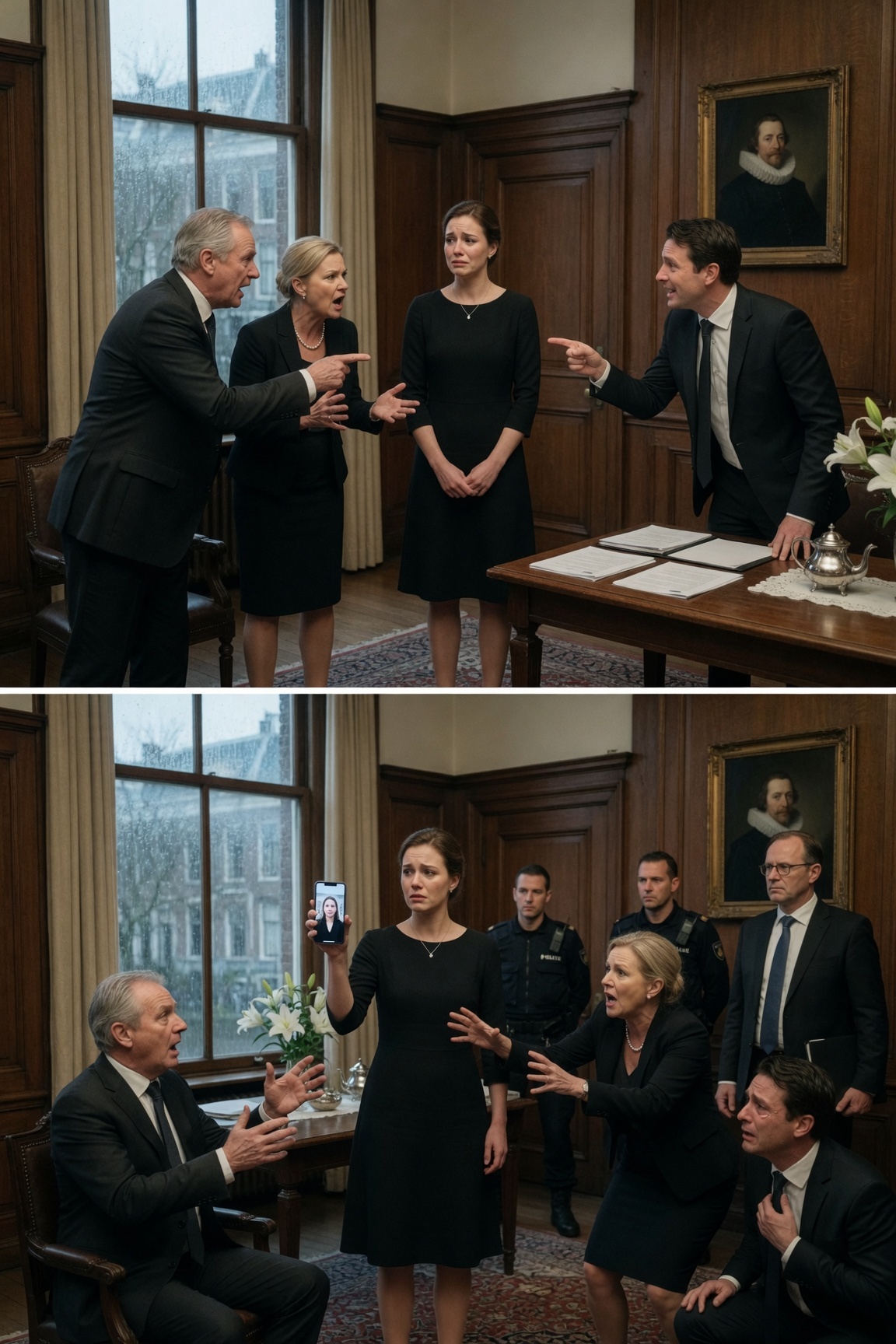 Op de begrafenis van mijn grootmoeder van vaderskant trok haar advocaat me apart en fluisterde: ‘Mevrouw, kom alstublieft onmiddellijk met me mee. Er is iets buitengewoon belangrijks dat ik u moet laten zien.’ Toen voegde hij eraan toe: ‘Vertel het niet aan uw ouders of uw jongere broer.’ Toen ik aankwam en zag wie er bij de deur stond, stond ik als versteend van schok.