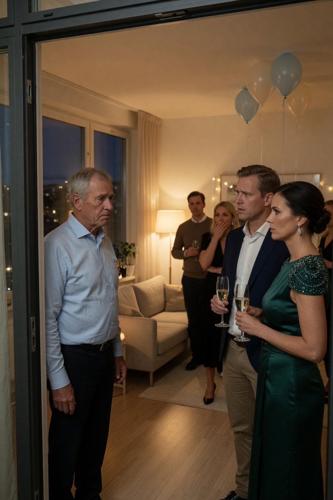 Jag anlände till min sons hus fem minuter före nyår, med skorna som min fru hade gett mig på fötterna. Innan jag hann knacka hörde jag hans skål: “2025 kommer att bli perfekt utan gubben i våra liv.” Jag satte mig ner på trottoarkanten utan att säga ett ord.