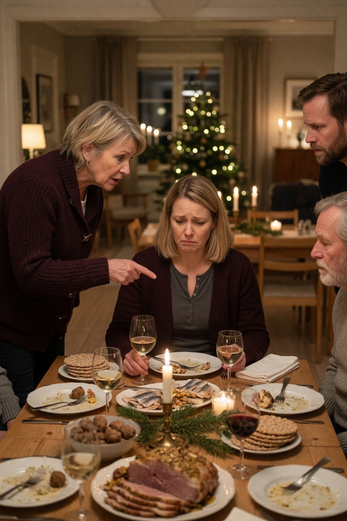 Mitt hjärta krossades när min mors giftiga ord skar igenom julens sorl. “Ibland önskar jag att du aldrig hade fötts.” Blodet rann ur mitt ansikte medan alla brast ut i grymt skratt. Mina knogar vitnade runt glaset, bröstet snördes åt för varje ytlig andetag. Med darrande händer lade jag ner min servett.