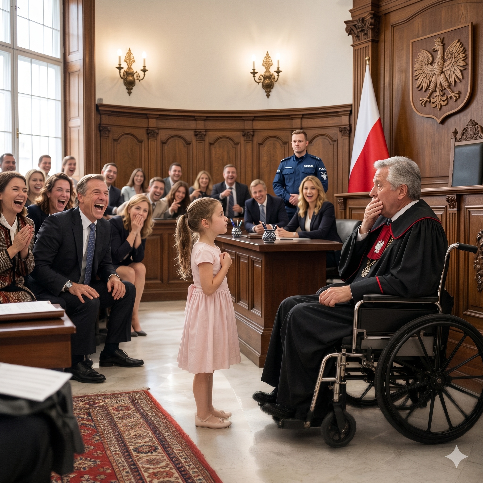 Cały sąd wybuchnął śmiechem, gdy mała dziewczynka obiecała, że sprawi, że sparaliżowany sędzia znów zacznie chodzić.