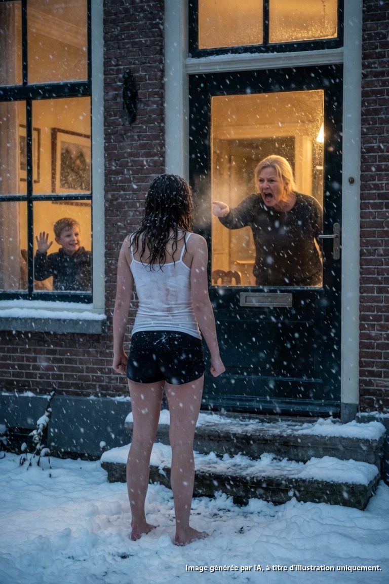 Mijn ouders sloten me buiten in de sneeuw omdat ik geen middernachtsnack voor mijn broer had gemaakt. “Bedienden slapen buiten,” schreeuwde mijn moeder. Mijn broer zwaaide vanuit zijn verwarmde kamer. “Misschien leert de kou je respect.” Ze overleefden niet wat er kwam.