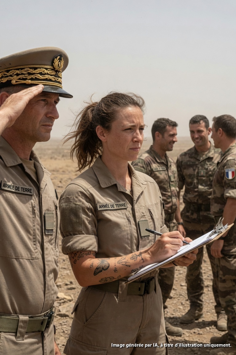 Ils ont ri du tatouage — jusqu’à ce que le commandant des SEAL la salue et que tout le monde se fige…

Les files d’attente pour le repas s’étiraient à travers la cour, les bottes crissant dans la terre cuite par le soleil du Camp Hawthorne. La chaleur rendait les humeurs courtes et les plaisanteries plus acérées que d’habitude. La soldate de première classe Emily Parker faisait la queue comme tout le monde, les manches retroussées juste au-dessus du poignet. Cela a suffi.