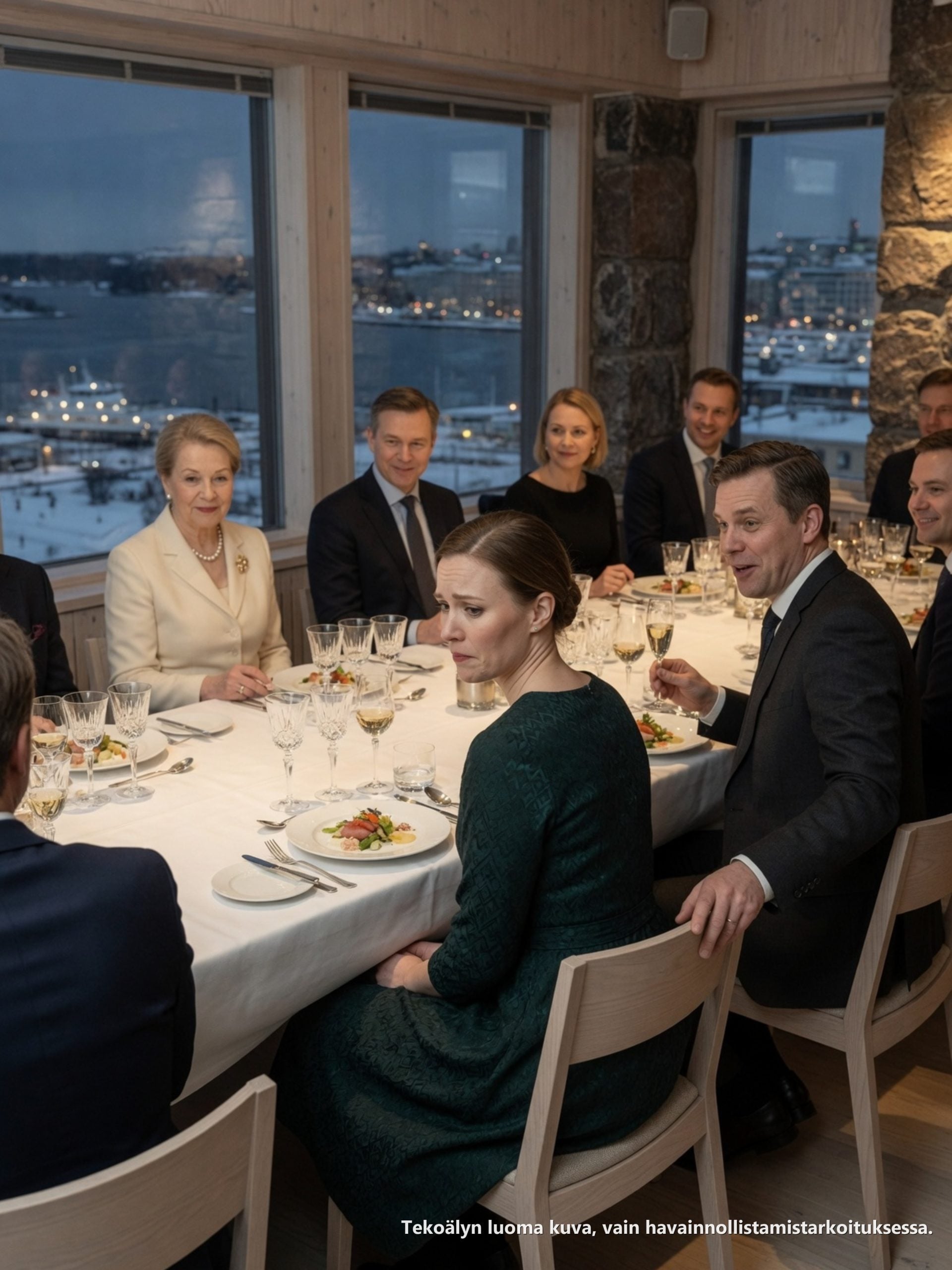 Mieheni kohotti samppanjalasia kahdentoista ihmisen edessä ja sanoi, ettei koskaan uskoisi minulle viittäkymppiä, koska olin liian kaunis ymmärtääkseni taloudesta. Kaikki nauroivat. Ei kovaa, ei sekavasti, ei niin kuin tavalliset ihmiset nauravat kun jokin on oikeasti hauskaa. Se oli se kiillotettu nauru, jota rikkaat käyttävät kun julmuus on pukeutunut smokkiin.