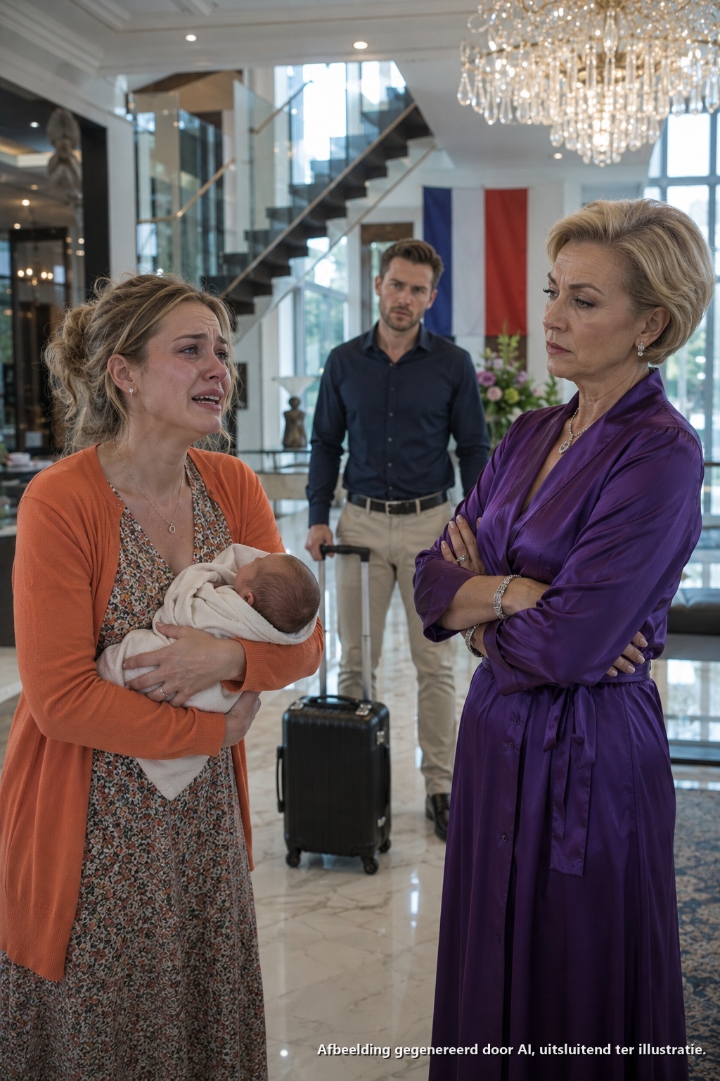“Mijn schoonmoeder, mijn drie dagen oude baby die blauw was geworden, net