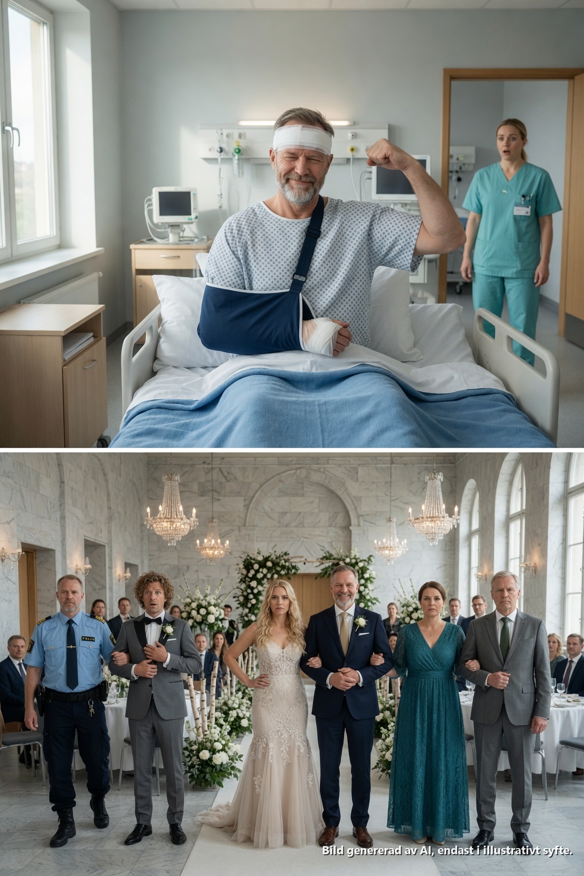 “Min dotter ringde mig från sin bröllopssvit medan jag låg i en sjukhussäng och fortfarande blödde från olyckan. ‘Kom inte imorgon, pappa. Ditt hus och din bil är sålda. Hej då.’ Jag borde ha skrikit. Istället skrattade jag. ‘Du glömde en sak, Clara.’ Hennes röst blev kall. ‘Vilken sak?’ Jag tittade på de förfalskade papperen.”