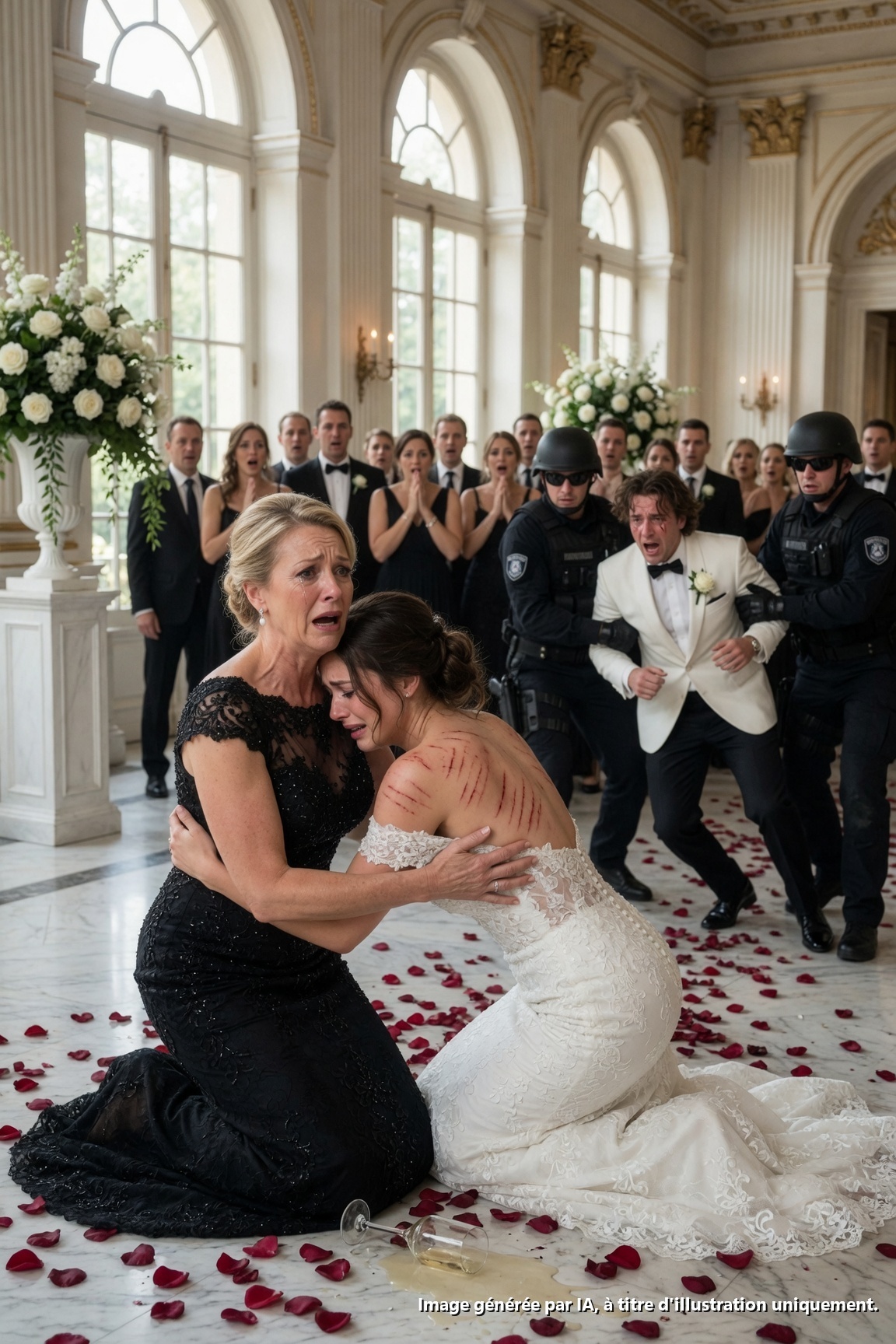 Quand la couturière a défait la fermeture éclair de la robe de mariée en soie sur mesure de ma fille, le verre de champagne m’a glissé des mains et s’est brisé sur le sol. Sous la dentelle blanche immaculée, sa colonne vertébrale fragile était entièrement couverte de marques de fouet sombres et à vif. Elle s’est effondrée dans mes bras, tremblant violemment. « Maman, je t’en supplie ! Ne regarde pas ! Il a dit que si j’annule, son père milliardaire détruira notre famille et mettra mon frère en prison », sanglotait-elle. Je n’ai pas crié. Mon cœur s’est simplement changé en pierre absolue. J’ai doucement remonté la fermeture de sa robe, embrassé sa joue couverte de larmes et murmuré : « Alors tu descendras cette allée demain, mon amour. » Pendant qu’elle dormait, j’ai passé trois coups de fil au syndicat souterrain que j’avais quitté vingt ans plus tôt. Le lendemain matin, alors que le marié arrogant souriait narquoisement devant l’autel face à 500 invités d’élite, les portes de la cathédrale ne se sont pas ouvertes pour la mariée. Elles ont été défoncées par une équipe d’intervention fédérale lourdement armée.
La couturière a défait la fermeture éclair de la robe de mariée de ma fille, et mon monde entier s’est fendu en silence. Sous la soie et la dentelle blanche, le dos de Sophia était un champ de bataille de marques de fouet noires et à vif.