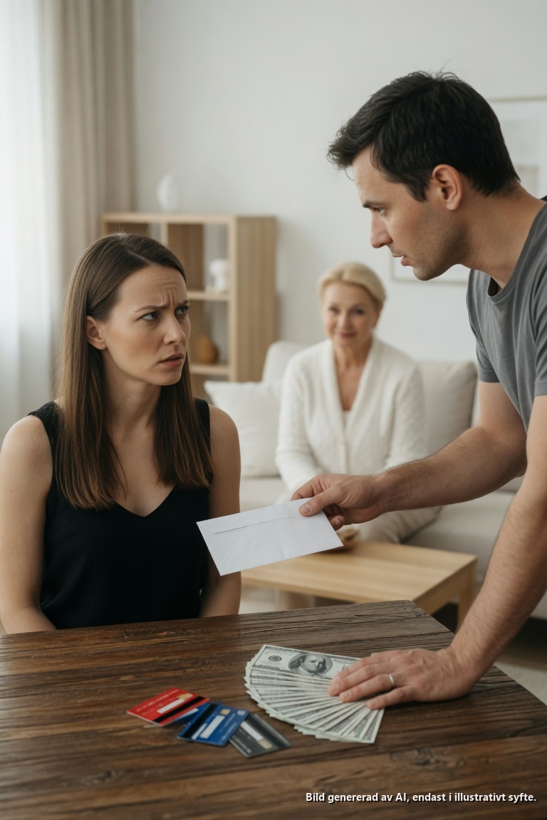 MIN MAN LÄMNADE ÖVER VÅRA KORT OCH KONTANTER TILL SIN MOR SOM OM JAG SKULLE VARA TYST… SÅ JAG SÅG HONOM I ÖGONEN OCH SA: “KOM IHÅG DETTA: LÄGENHETEN ÄR MIN, MINA FÖRÄLDRAR BETALADE FÖR DEN, OCH DU TJÄNAR INGET.” HAN GICK OCH LADE SIG LEENDE… ANANDE INTE VAD SOM VÄNTADE VID MIN DÖRR PÅ MORGONEN.