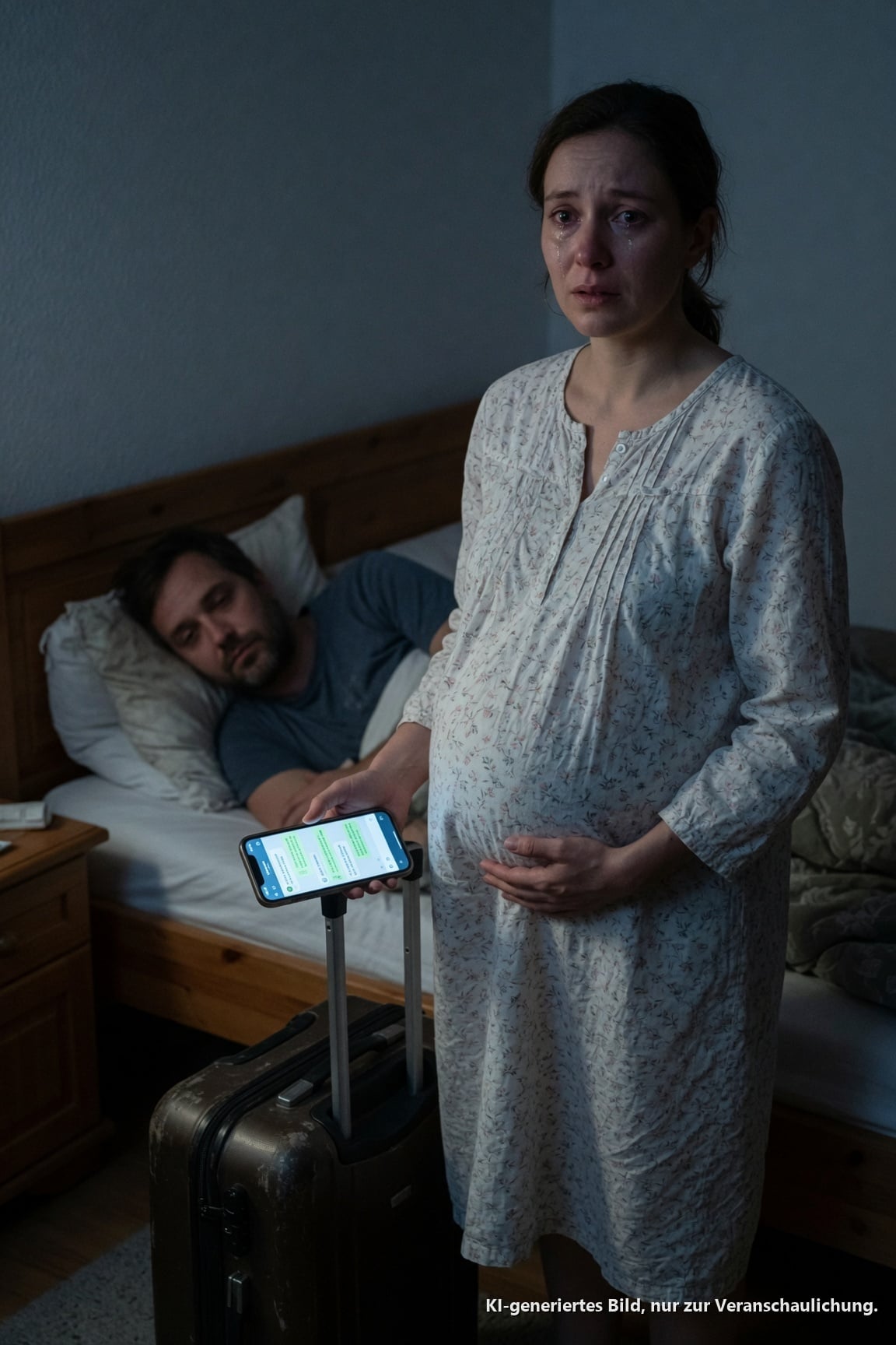 Mein achtmonatiger Bauch lastete wie ein Berg auf mir, während er tief an meiner Seite schlief. Zitternd öffnete ich sein Telefon … und fand die Nachricht, die meine Welt zerstörte. —„Es ist fast vorbei. Sobald sie entbunden hat, ist meine Rache vollendet.“ Ich spürte, wie die Luft aus meinen Lungen wich. Rache? War ich … nur ein Werkzeug? Lautlos packte ich meinen Koffer. Doch bevor ich ging, flüsterte er im Schlaf meinen Namen.