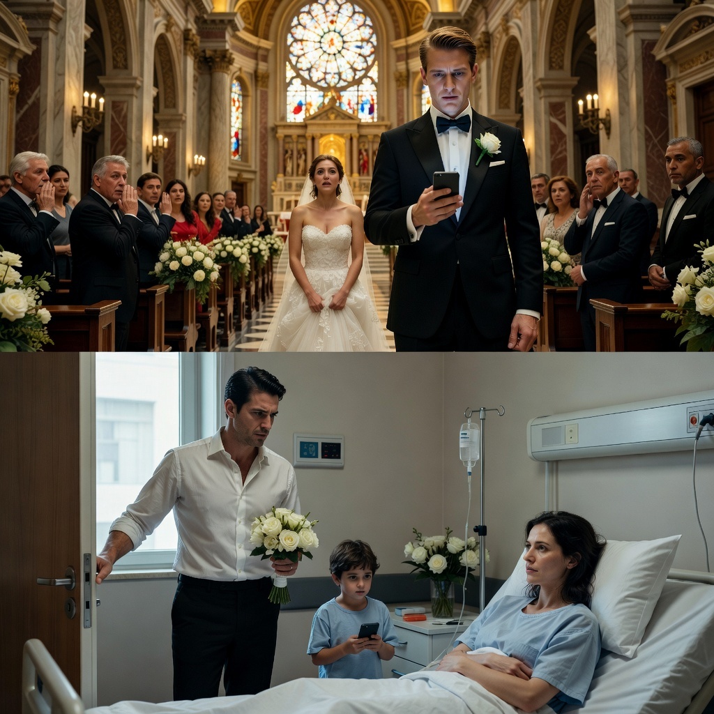 Il piccolo ragazzo inviò per sbaglio una foto della madre morente… e il milionario uscì dal suo matrimonio con una frase che gelò la sala.
