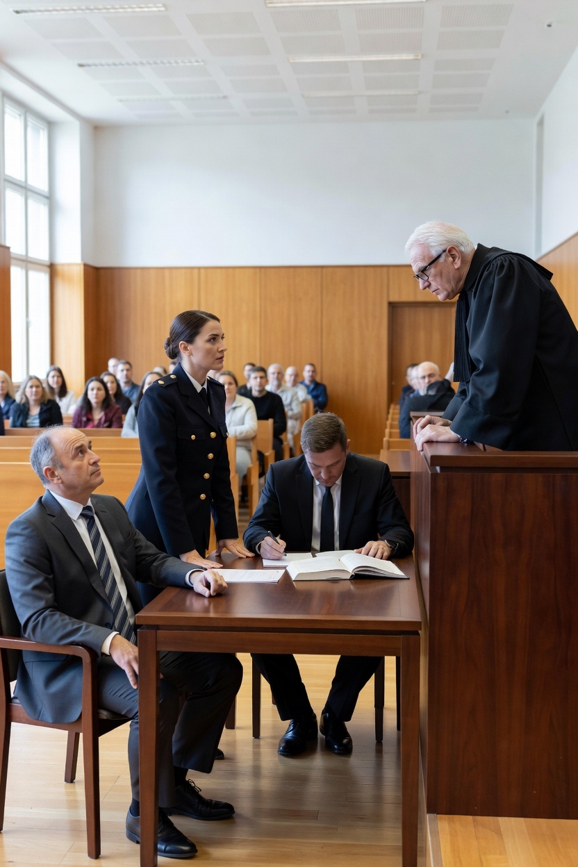 Moj oče se je na drugi strani sodne dvorane zlobno nasmehnil in rekel: »Nimaš niti denarja, da bi si najel odvetnika,« dovolj glasno, da so se neznanci smejali, jaz pa sem stal tam sam v uniformi brez svetovalca ob sebi, medtem ko je njegov dragi odvetnik prelistaval mapo, kot da je zadeva že končana.