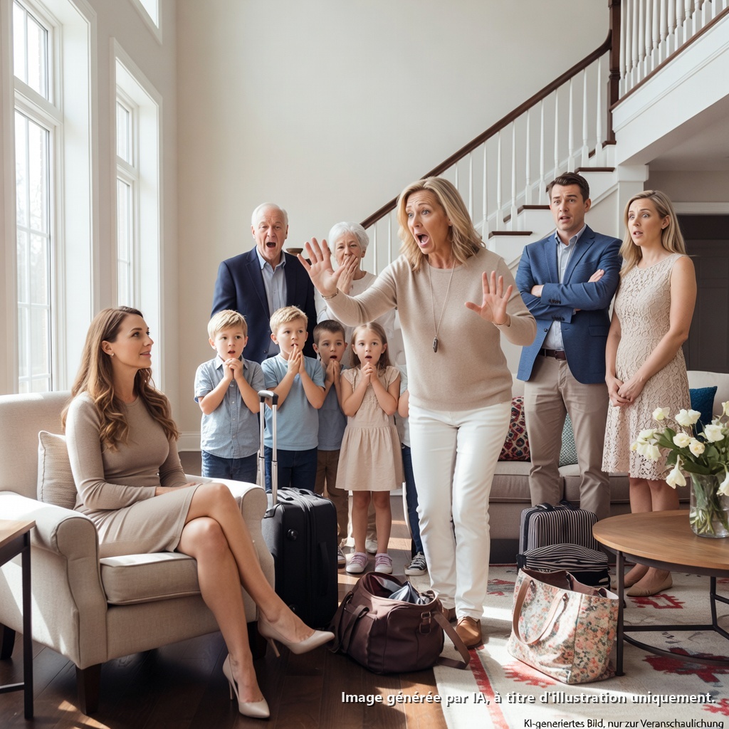 « Quelle belle maison », dit-elle aimablement. « Mes parents auront l’étage supérieur. Ma sœur et ses enfants auront le rez-de-chaussée. C’est ton devoir de nous héberger. » Je me levai, souris… et prononçai une phrase. La pièce se tut.
