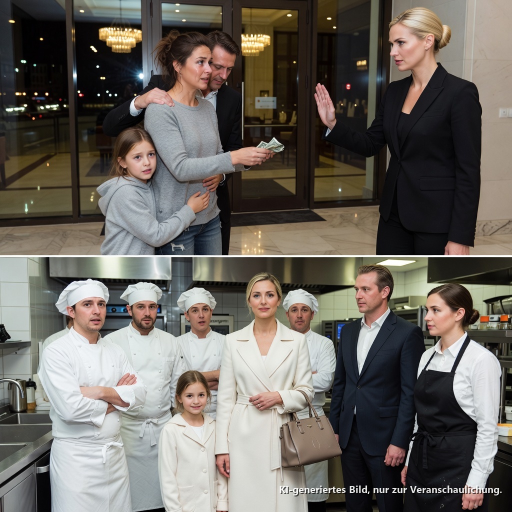 Das schicke Restaurant meinte, ihre 85 Dollar seien nicht genug… Also warfen sie die alleinerziehende Mutter und ihre kleine Tochter zur Tür hinaus – ein Jahr später kam sie durch die Küchentür zurück, in dem Mantel, den sie nicht ablehnen konnten… nicht als Kundin…
