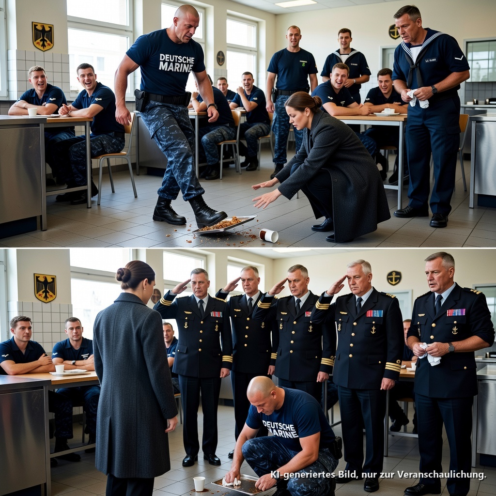 „Sie sitzen auf meinem Platz, Madame. Köchinnen und Reinigungskräfte essen zuletzt.“ Der Marinekommandosoldat ließ mein Tablett von der Schiene der Cafeteria fallen und schob es mit dem Fuß unter dem Gelächter seines Tisches weg. „Heul doch ein bisschen.“ Ich hockte mich wortlos hin … bis vier Admiräle den Speisesaal in Brest betraten und strammstanden, als sie mich sahen: „Heben Sie das sofort auf, Obermaat.“