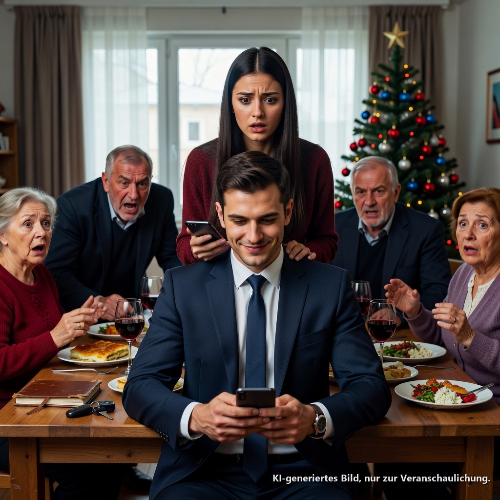 Meine Schwester öffnete während des Weihnachtsessens mein Telefon und verkündete: „Derek verdient 540.000 Dollar im Jahr und hilft nie.“ Alle starrten mich an. Mein Vater sagte: „Du hast uns etwas vorenthalten.“ Ich schloss das Telefon, lächelte und sagte: „Ihr habt recht.“ Am nächsten Morgen stoppte ich die automatischen Zahlungen für den Autoleasingvertrag meiner Mutter, die Arztrechnungen meines Vaters und die Hypothek meiner Schwester. Mittags…