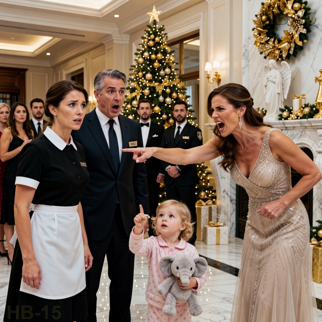 Elle hurla : « Fouillez les poches de la bonne », tandis que l’héritage du milliardaire disparaissait — jusqu’à ce qu’un bambin pieds nus pointe l’ange de Noël et murmure : « Elle l’a nourri de diamants », et que tout le monde apprenne qui volait bien plus que des bijoux.