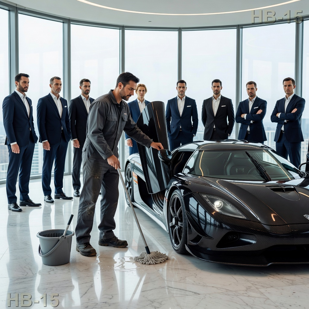 Der alleinerziehende Vater mit dem Mopp berührte einmal den toten Hypercar des Milliardärs, und jeder Genie im Raum verstummte.