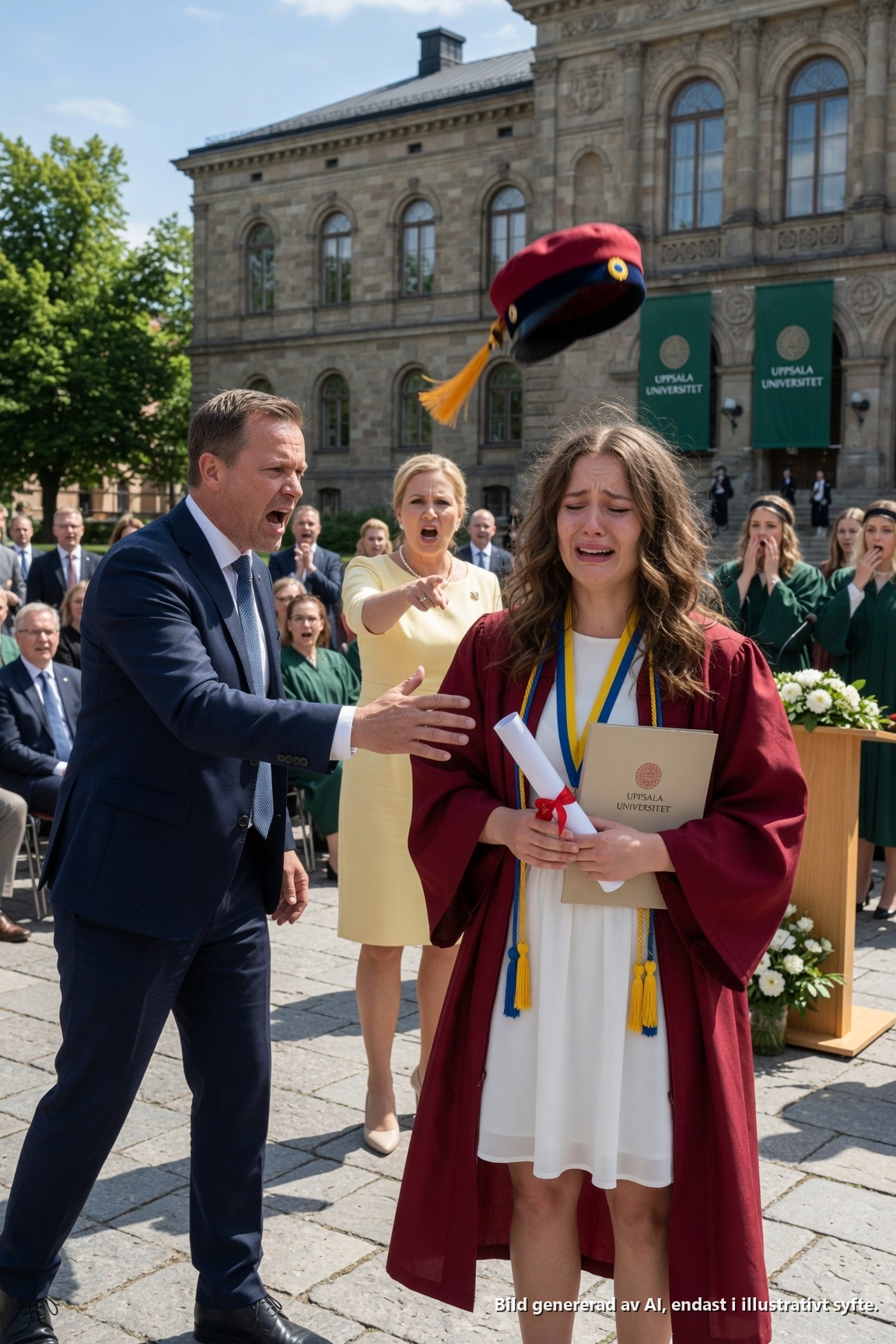 Några minuter innan min dotter skulle gå fram till altaret, klev jag in i brudrummet och fann henne dölja en svullen kind under slöjan. “Han slog mig bara för att jag fick honom att skämmas,” viskade hon. Brudgummen dök upp i dörren och log. “Lägg dig inte i vårt äktenskap.” Sakta tog jag fram min domarlegitimation ur handväskan. “Det var inte min avsikt,” sa jag. “Men du hotade precis dottern till kvinnan som undertecknar din arresteringsorder.”