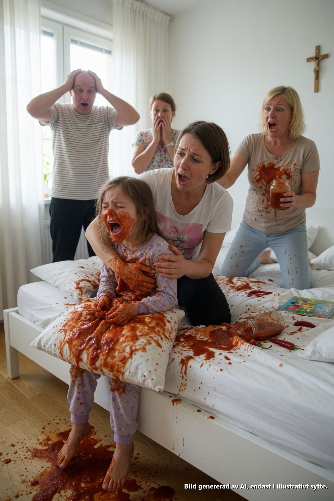 Medan min femåriga dotter sov, tog min syster en bit rå chili och bestämde sig för att gnugga den i hennes ögon. Så fort hon gjorde det började hon skratta medan min dotter skrek och grät som en galning. ”Mamma, jag ser inget.” Jag skrek. ”Hon är ett barn. Hur kunde hon göra så?” Jag försökte ringa 112. Men min mor slet telefonen ur handen på mig och krossade den, min far körde ut alla och låste in oss…

Jag är trettiofyra nu, och i fem år har jag burit på den här historien som en förseglad behållare med texten ”giftig”, skräckslagen över vad som skulle hända om jag någonsin öppnade den, skräckslagen över hur folk skulle reagera när de inser att monstren inte alltid ser ut som främlingar i skuggorna utan ofta bär de välbekanta ansiktena från familjemedlemmar som ler mot dig från andra sidan middagsbordet.

Vad min syster gjorde mot min dotter skedde inte i ett vakuum, och kom inte från ingenstans, för det var det oundvikliga resultatet av ett helt liv av självklar rätt, beskydd och tystnad som mina föräldrar omsorgsfullt hade byggt upp runt henne, tegelsten för tegelsten, lögn för lögn, tills inget återstod för att hindra henne från att korsa en gräns som aldrig borde ha varit tänkbar.

Jag växte upp i en lugn småstad i Paris förorter som äldsta dotter till Claudia och Riccardo Moretti, ett hem där skenet betydde mer än sanning och lojalitet mer än moral, och från den stund min lillasyster Martina föddes stod det klart att reglerna var annorlunda för henne, mjukare och oändligt mycket mer flexibla på sätt som aldrig gällde mig.