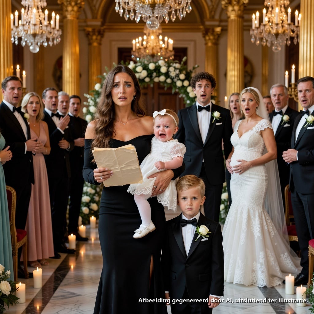 Acht maanden na de scheiding nodigde mijn ex mij uit voor zijn bruiloft en zei dat zijn bruid zwanger was – in tegenstelling tot mij… Maar ik liep binnen met zijn geheime baby en het bewijs dat zijn familie vernietigde…