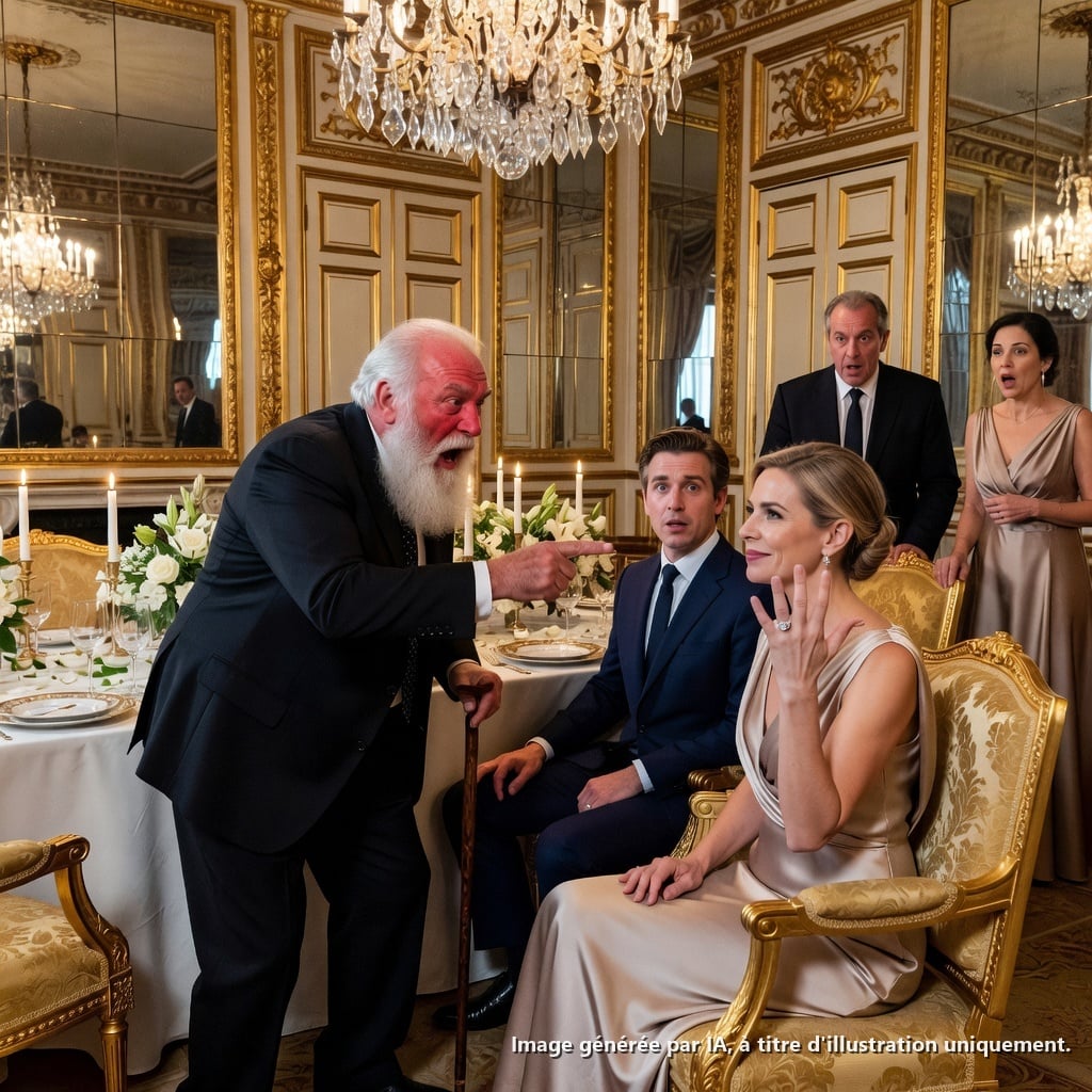 Au dîner de famille, la maîtresse de mon mari a pris ma place et a exhibé sa bague de fiançailles — puis son grand-père mourant a abattu sa canne et a dit : « Lève-toi »…