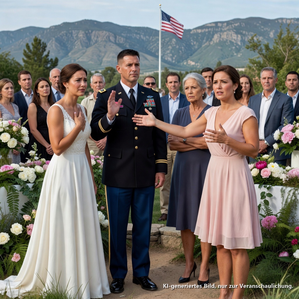 „Schlag noch einmal zu – stell sicher, dass jede Kamera es erfasst.“ Meine Schwester hatte mich gerade am Altar meiner Hochzeit geschlagen, mir die Lippe aufgespalten und Blut über mein weißes Kleid gespritzt, während unsere Mutter die Augen verdrehte. Zweihundert Gäste erstarrten. Mein Ehemann, ein Marinepilot, trat vor, forderte sie auf, die Hände sichtbar zu machen, und entlarvte die Falle, die sie nie kommen sah. Dann trafen die Sirenen ein.