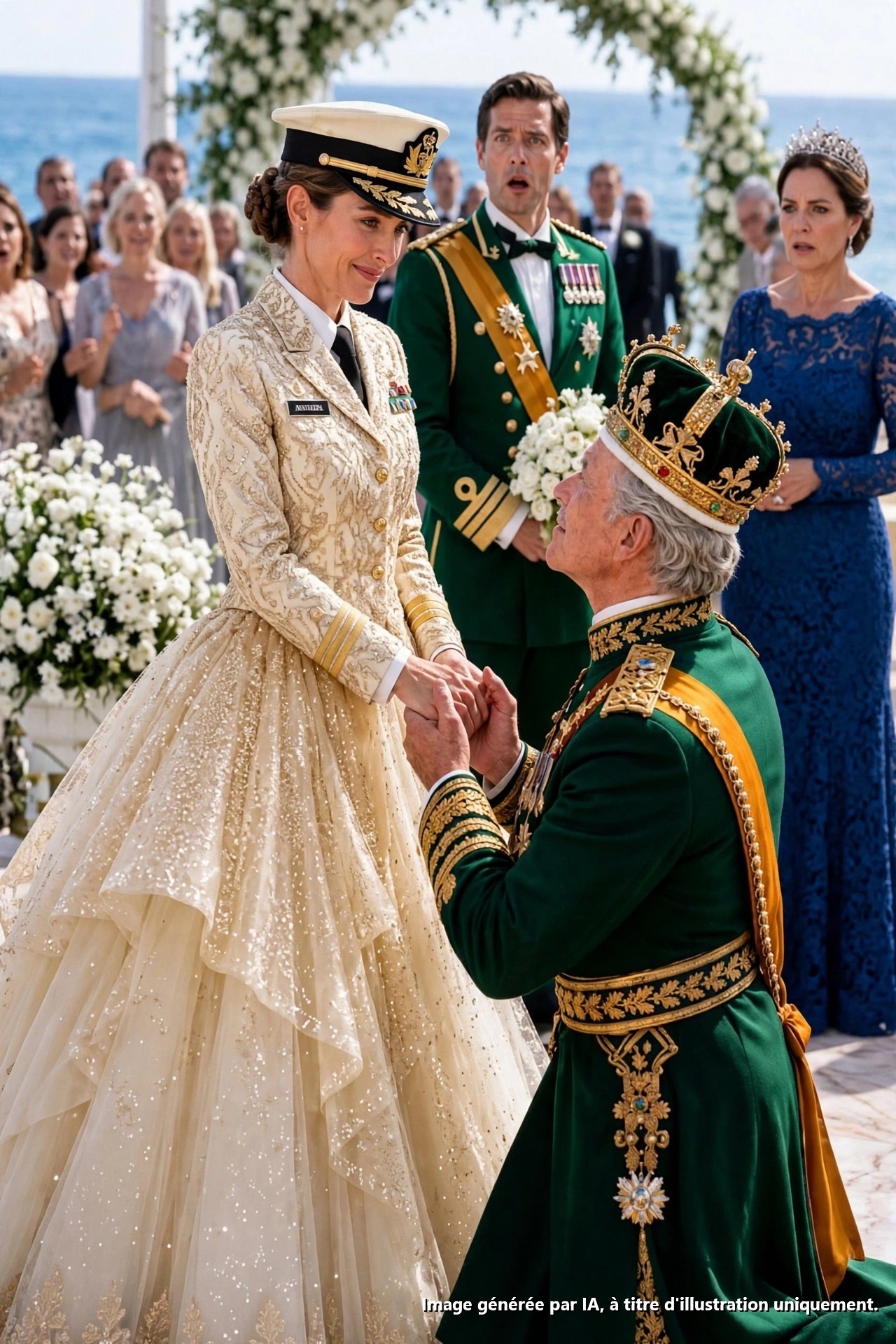 MA SŒUR M’A EFFACÉE DE SON MARIAGE ROYAL—PUIS SIX GARDES ONT INTERROMPU LA CÉRÉMONIE

PARTIE 1

Six gardes royaux sont arrivés chez moi trois heures après le début du mariage de ma sœur.

L’officier à ma porte a regardé mon uniforme, a salué, et a dit : « Commandant Cruz, Sa Majesté a besoin de vous au palais immédiatement. »

Puis il a ajouté la partie qui m’a retourné l’estomac.

« Le mariage a été suspendu. »

Je suis restée là, agrippant le chambranle de la porte, portant encore l’uniforme blanc de la marine d’une cérémonie ce matin-là.

Trois SUV noirs remplissaient l’étroite rue devant ma maison à Veracruz. Les voisins regardaient depuis leurs balcons. Un petit garçon de l’autre côté de la rue filmait tout avec son téléphone.

Rien de tout cela n’avait de sens.

Ma jeune sœur, Renata, épousait le prince Adrian de Varelia, une petite monarchie européenne que la plupart des Américains ne pourraient pas situer sur une carte.

Et je n’étais pas invitée.

Renata avait veillé à cela.

J’ai regardé l’officier. « Il doit y avoir une erreur. »

« Vous êtes le Commandant Valeria Cruz de la Marine mexicaine ? »

« Oui. »

Il s’est redressé.

« Aucune erreur, madame. »

Pendant un instant, aucun de nous n’a parlé.

J’avais imaginé ce jour autrement.