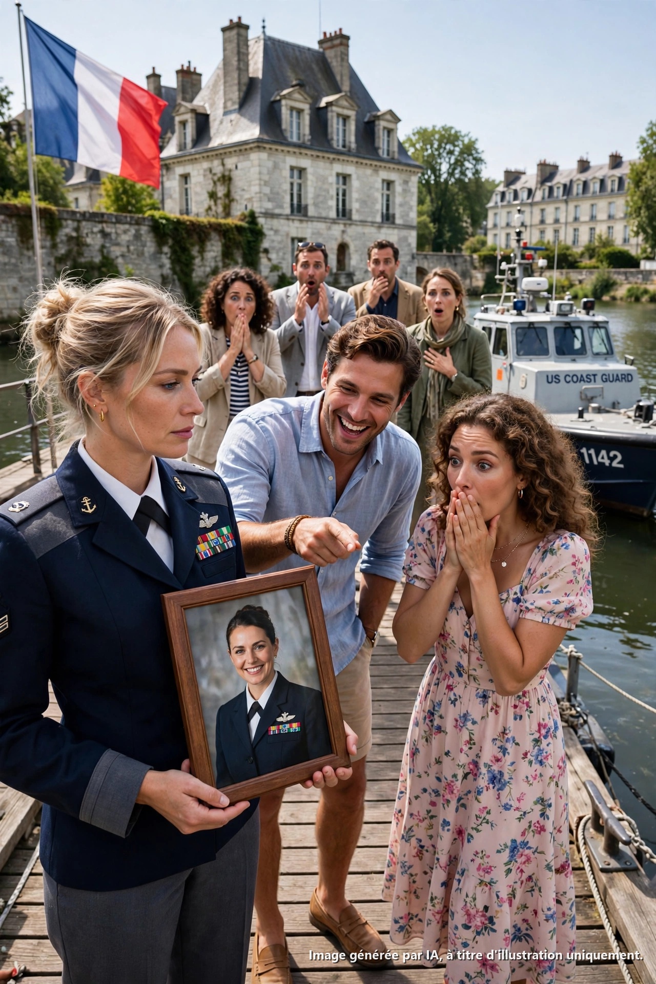 « Elle n’a jamais vraiment été militaire », annonça mon frère en agitant ma vieille photo de la Garde côtière pendant que les proches riaient et que mon ex détournait le regard. Je restai silencieuse jusqu’à ce qu’un bateau de sauvetage percute son quai et qu’un maître principal traverse la pelouse. « Capitaine de corvette Bennett — nous avons besoin de vous maintenant. » Le visage de Grant se vida. Le bateau n’était pas venu pour me défendre. Quelqu’un manquait.