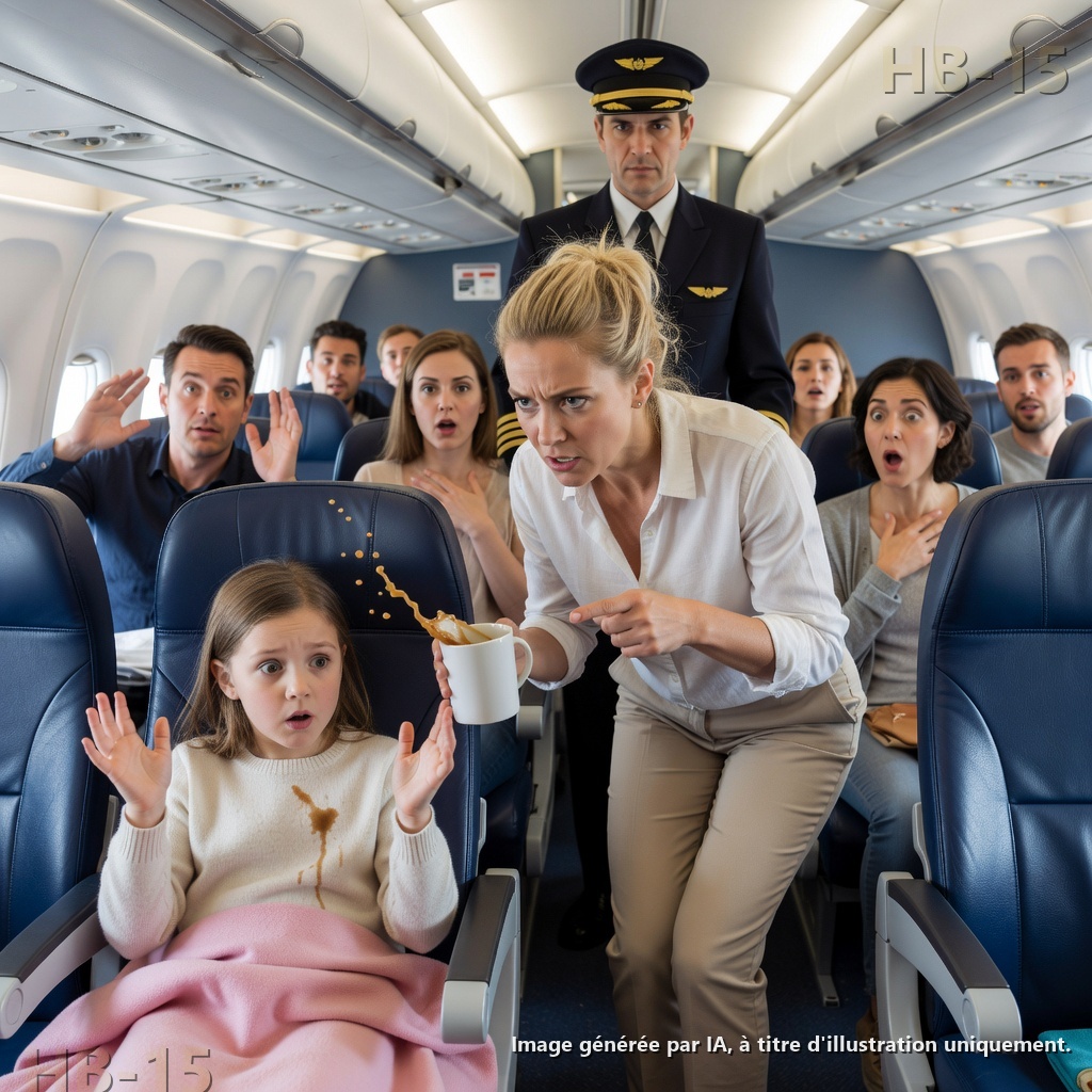 Elle a renversé du café chaud sur une petite fille qui dormait et l’a blâmée jusqu’à ce que le capitaine fasse atterrir l’avion et descende directement l’allée.