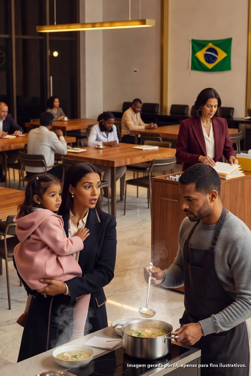 Uma menina gentil espera na fila para comida em Chicago com a sua filha faminta… E assim o filho do bilionário chama ao seu filho faminto um erro…