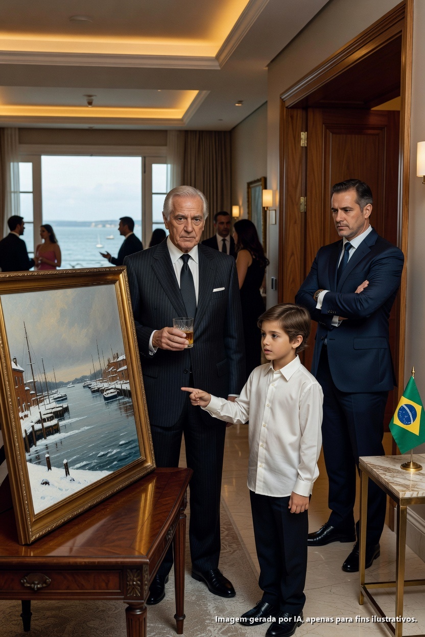 O patrão bilionário chamou-lhe “o miúdo da cozinha”—depois as quatro palavras gentis do rapaz lembraram-lhe: “Olhe para o quadro, senhor”…