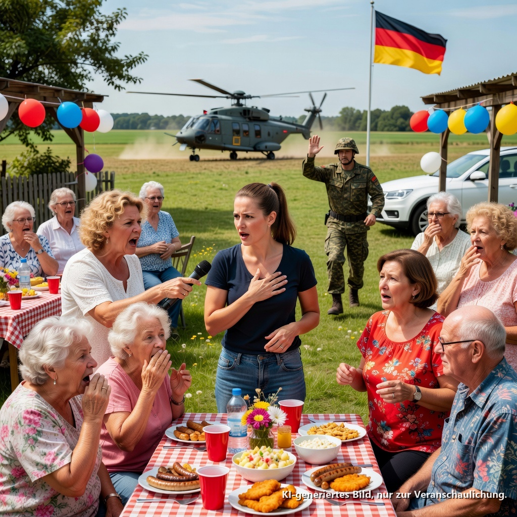 Meine Mutter hatte das Mikrofon beim Familientreffen. “Seid alle nett zu Maren. Sie ist unser kleiner hoffnungsloser Fall.” Alle meine Verwandten lachten. Dann fingen die Tische an zu wackeln. Ein Helikopter landete auf dem Feld hinter dem Pavillon, und ein Crewmitglied sprang heraus und kam direkt auf mich zu. “Wir haben versucht, dich anzurufen.”